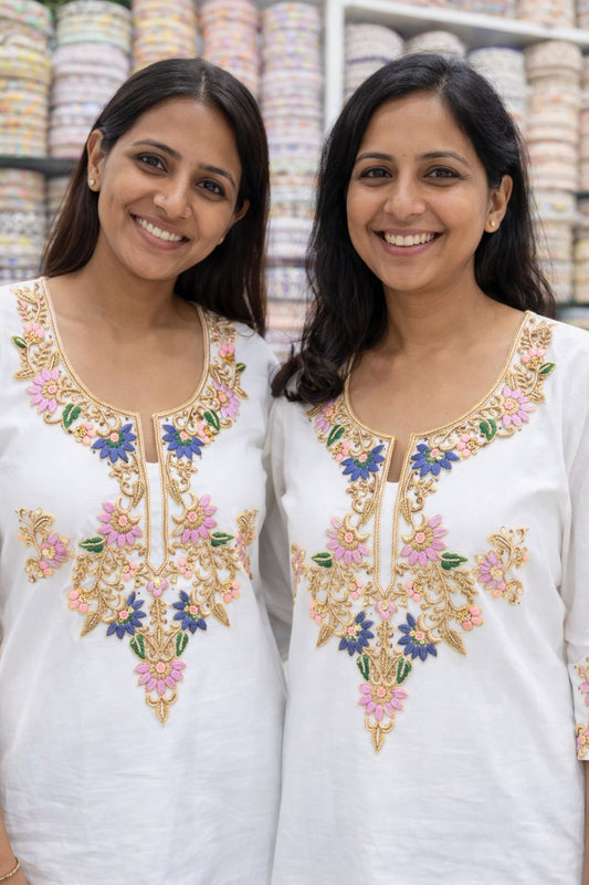 Handcrafted Thread Work Neck Patches – Premium Designer Neck Embellishment