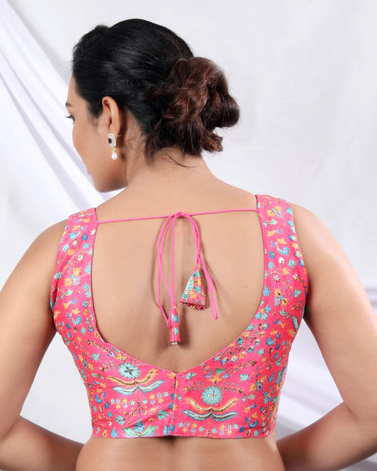 Cotton Silk Position Print Readymade Saree Blouse – Elegant Ethnic Blouse