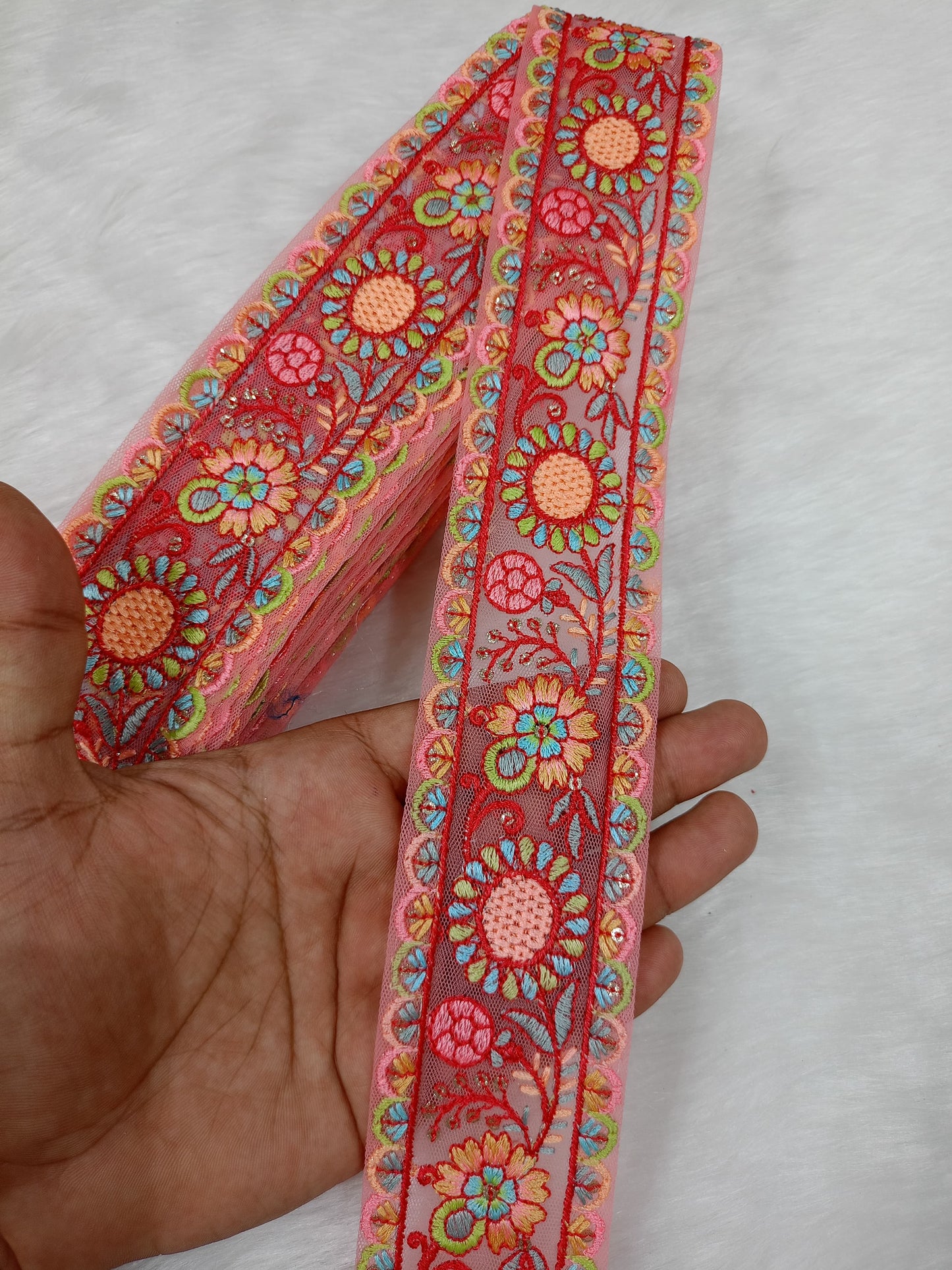 9-Meter Vibrant Multicolored Embroidery Lace