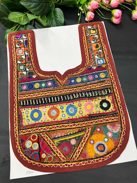 Handcrafted Kutchi Work Neck Patch for Kurtis, Tops & Dresses – Navratri Neck Patch Design | Design 10
