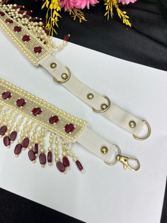 Pearl Beaded Crystal Handcrafted Waist Belt – Festive & Ethnic Style Accessory