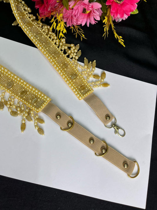 Pearl Beaded Crystal Handcrafted Waist Belt – Festive & Ethnic Style Accessory