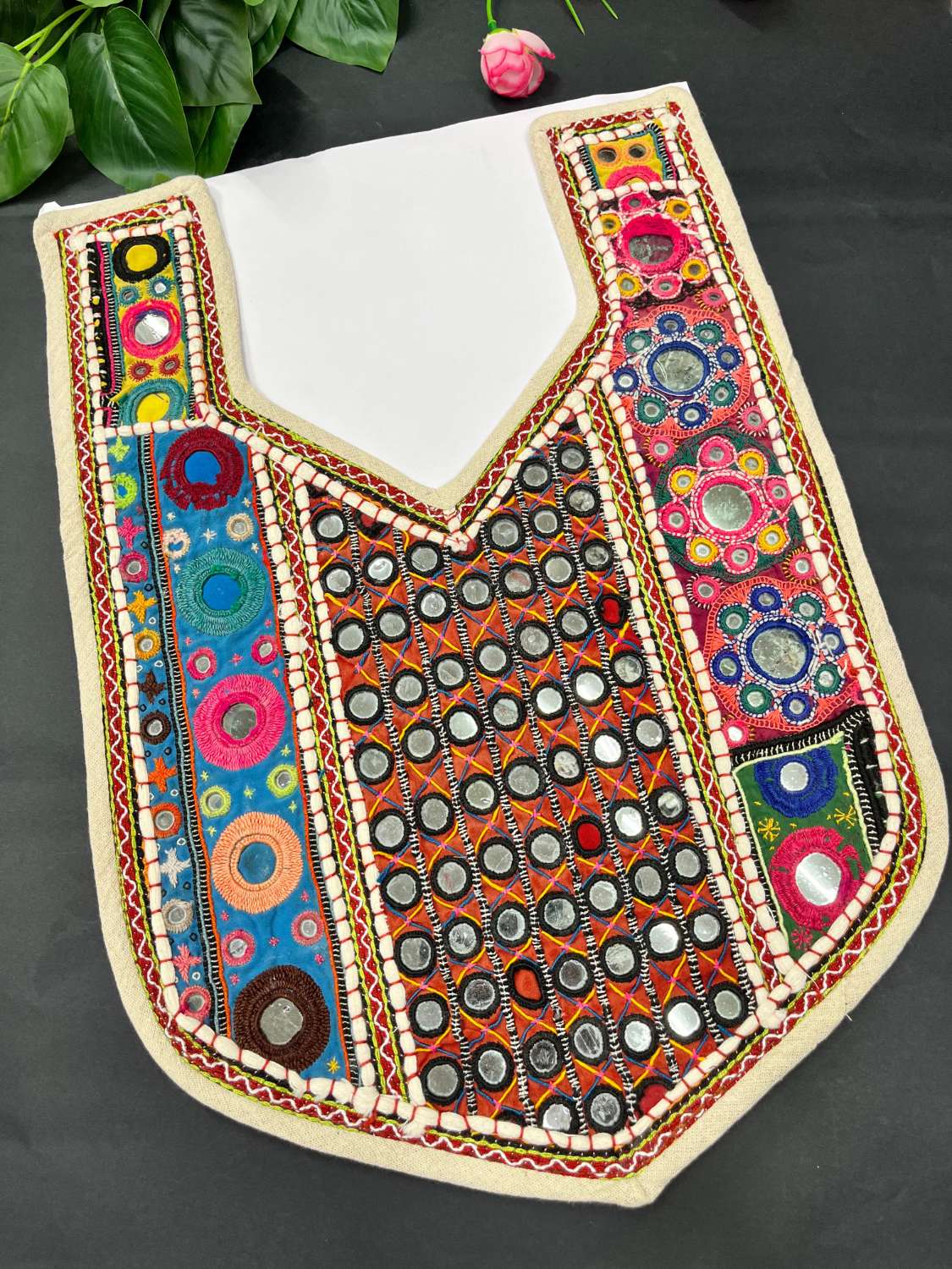Handcrafted Kutchi Work Neck Patch for Kurtis, Tops & Dresses – Navratri Neck Patch Design | Design 1