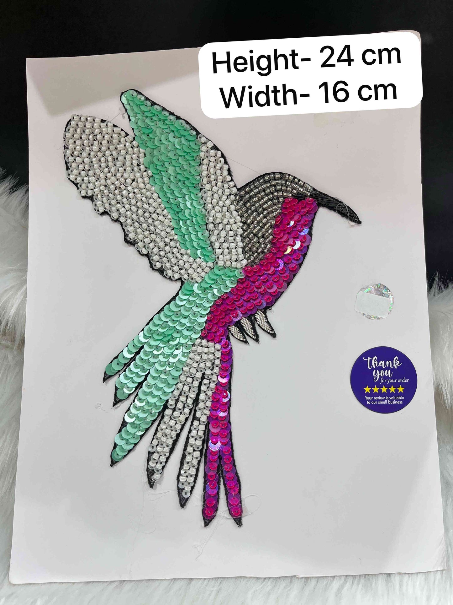 Handcrafted Multicolor Bird Embroidered Patch for Dresses | Sequin Applique for Blouses, Jackets & Crafting