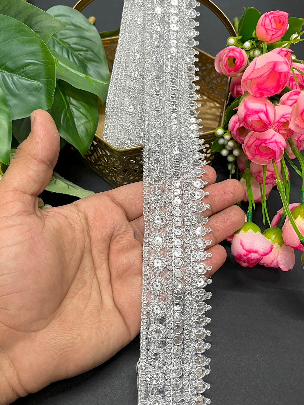 Sequence Embroidery Lace Trim – 9 Meter, 2 Inch Width
