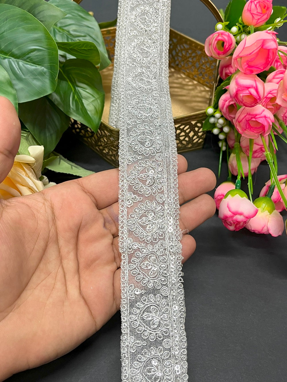 Sequence Embroidery Lace Trim – 9 Meter, 1.5 Inch Width