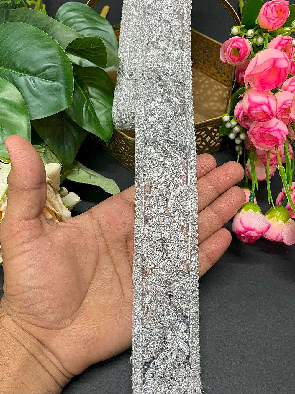 Sequence Embroidery Lace Trim – 9 Meter, 2 Inch Width