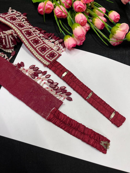 Pearl Hand Embroidered Waist Belt – Elegant Ethnic Accessory for Festive & Bridal Wear