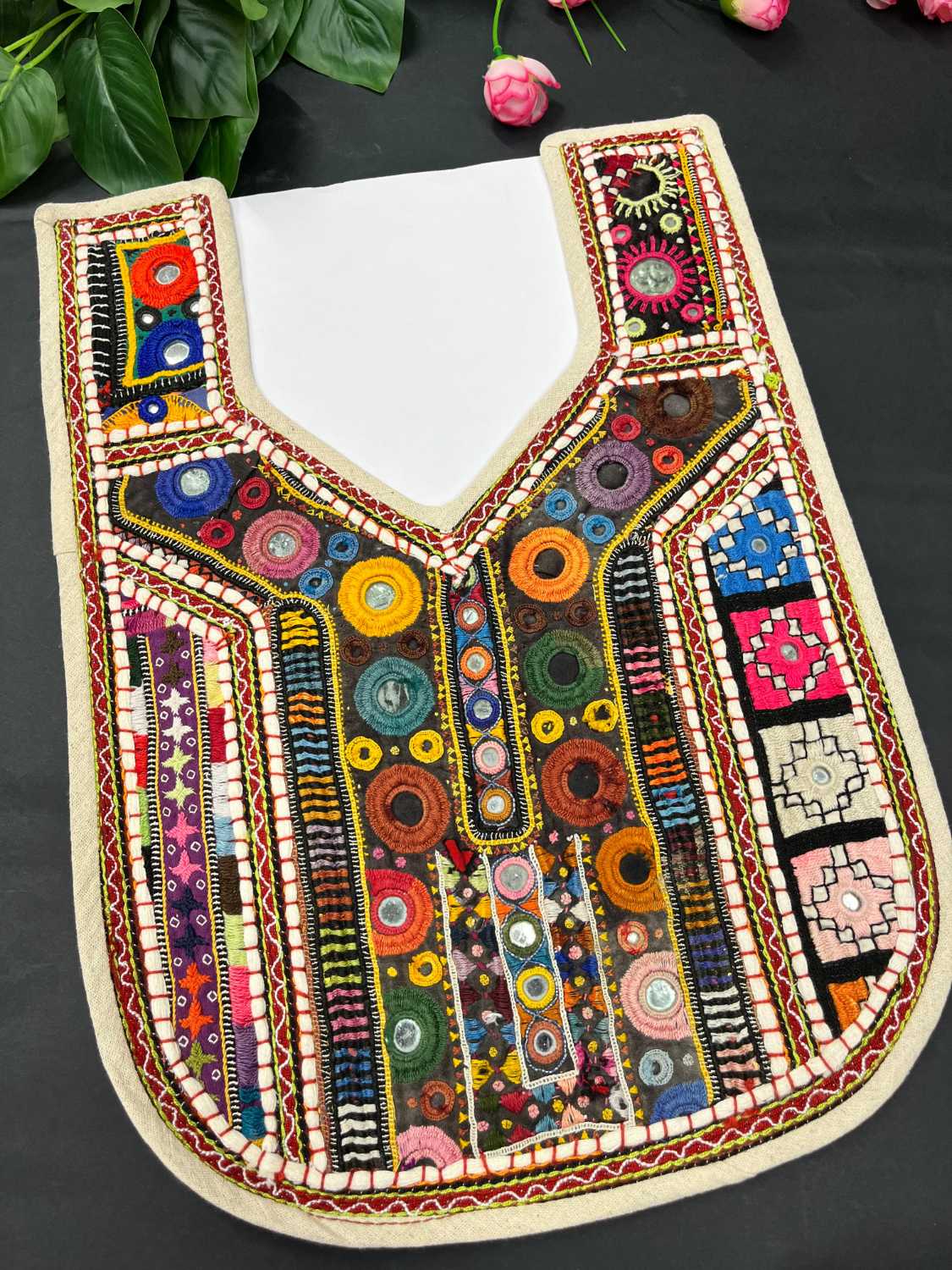 Handcrafted Kutchi Work Neck Patch for Kurtis, Tops & Dresses – Navratri Neck Patch Design | Design 2