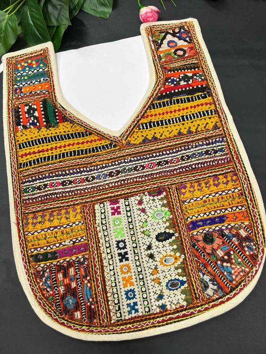 Handcrafted Kutchi Work Neck Patch for Kurtis & Navratri Dresses – Ethnic Neckline Applique | Design 2