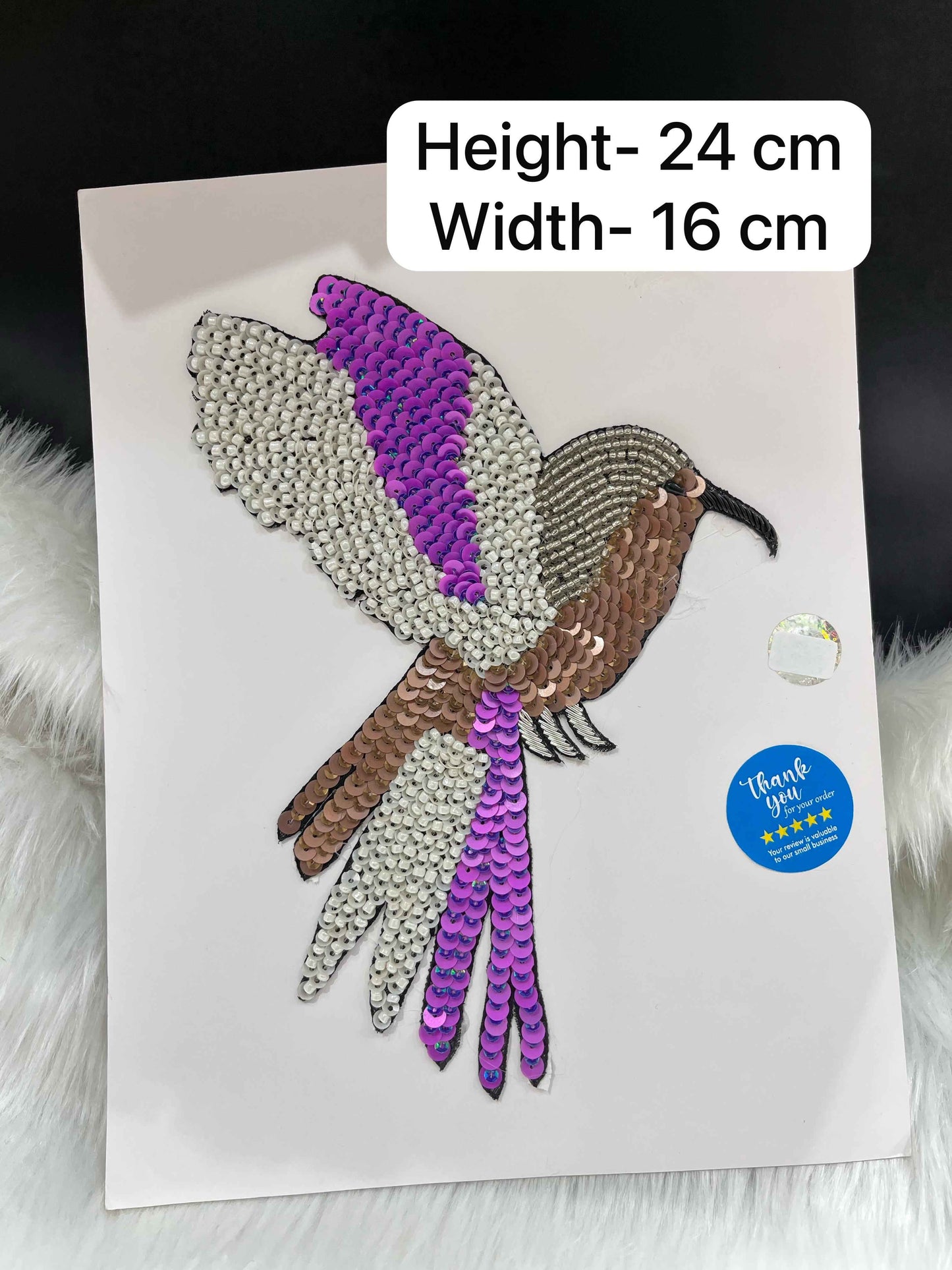 Handcrafted Multicolor Bird Embroidered Patch for Dresses | Sequin Applique for Blouses, Jackets & Crafting