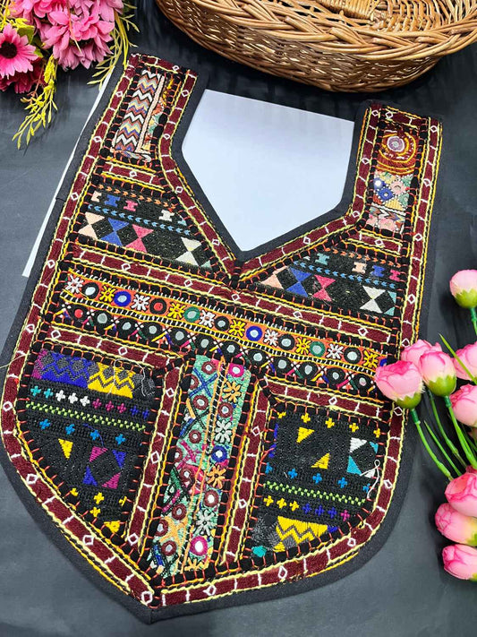 Handcrafted Kutchi Work Neck Patch – Traditional Embroidered Design | Multi