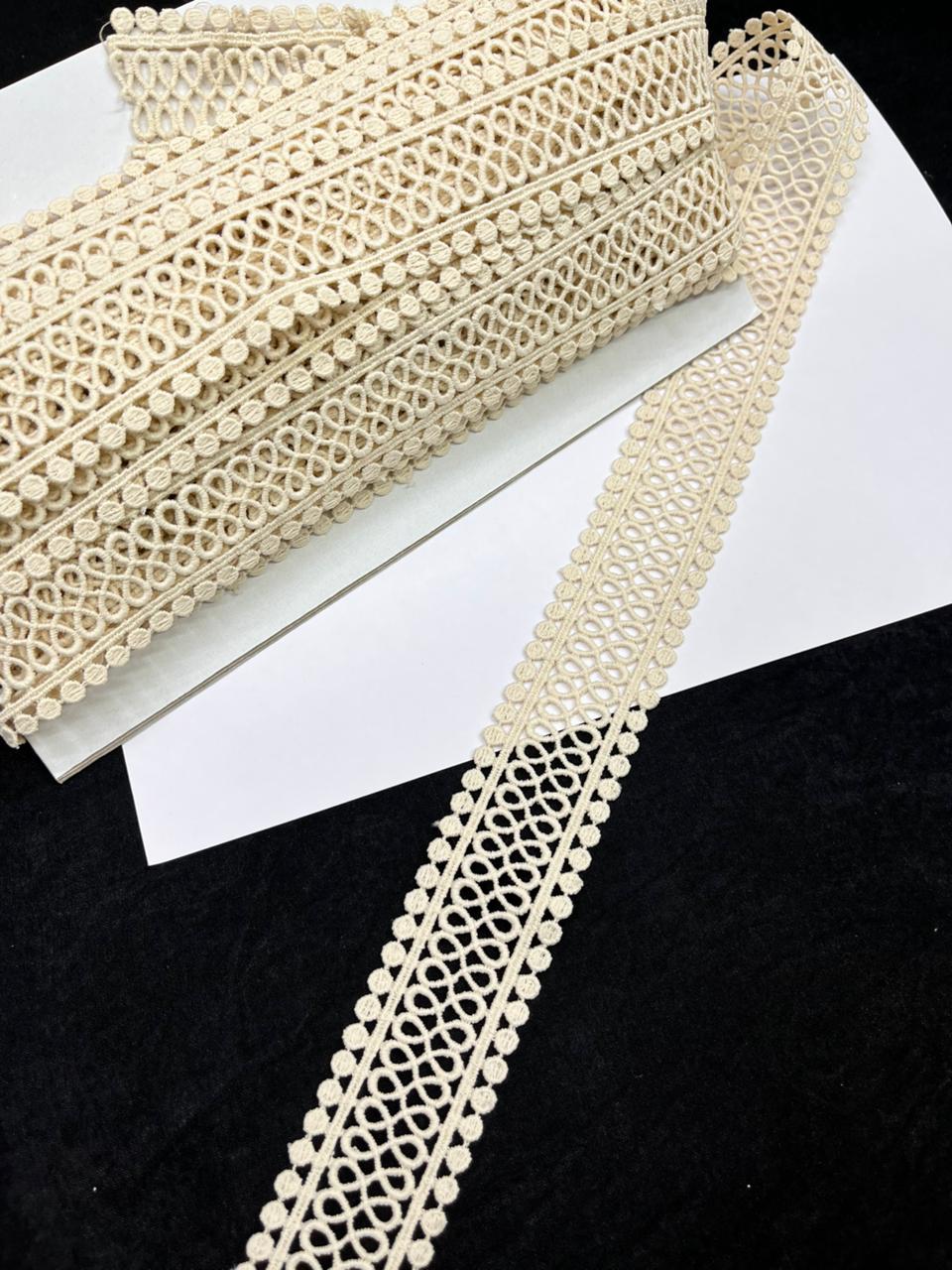 Cutwork Cotton Hakoba Lace – Premium 1.5 Inch Imported Decorative Border for Sarees, Dresses & Ethnic Wear (9 Meter)