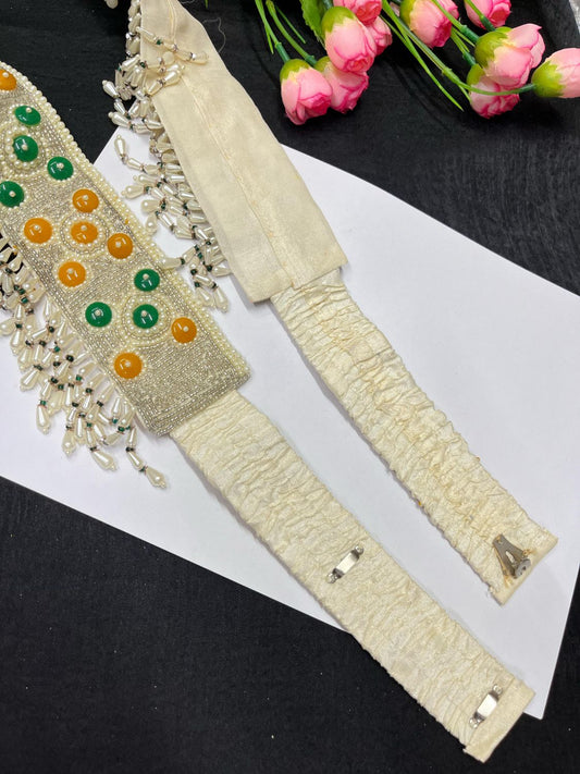 Pearl Hand Embroidered Waist Belt – Elegant Ethnic Accessory for Festive & Bridal Wear