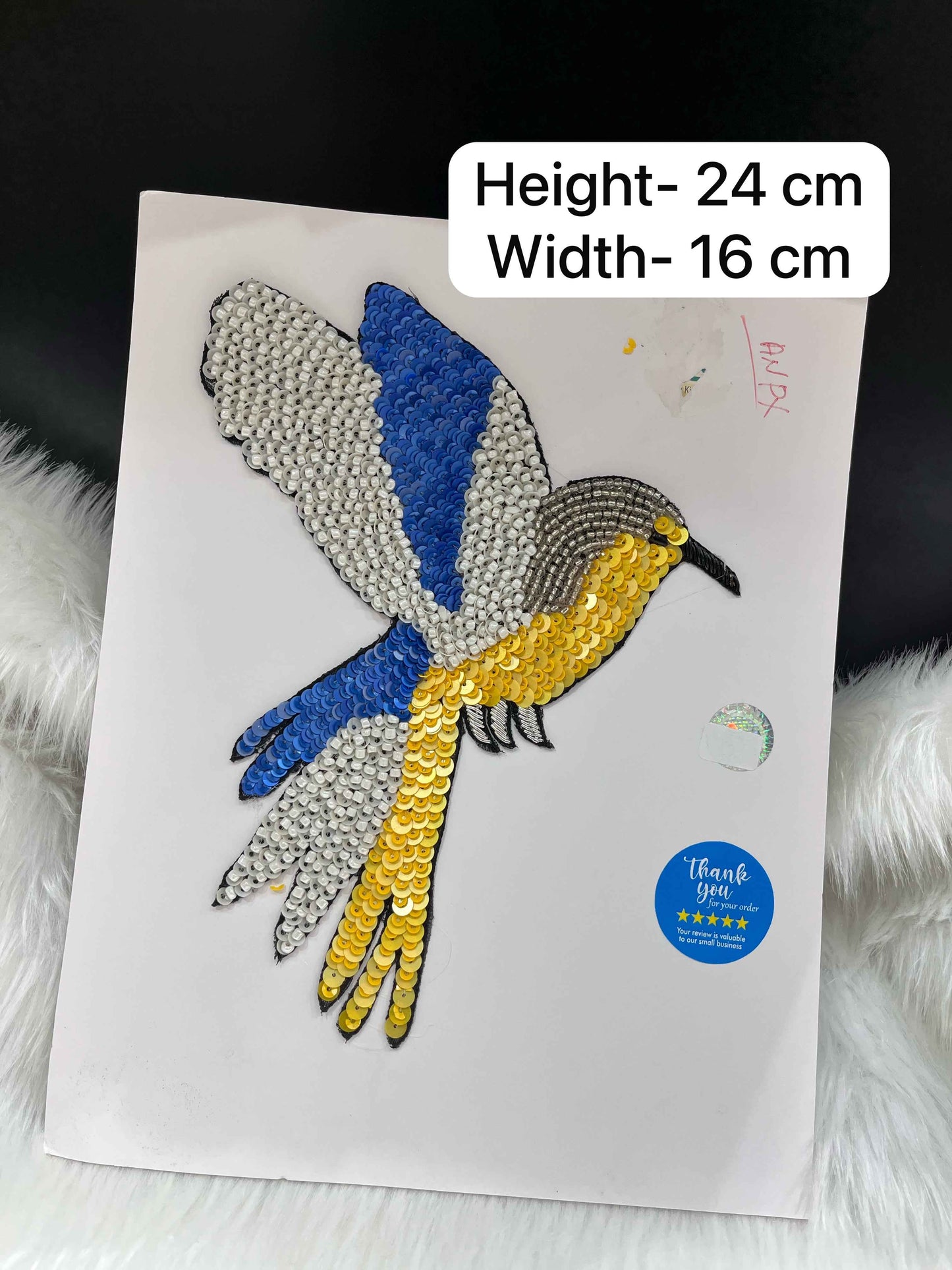 Handcrafted Multicolor Bird Embroidered Patch for Dresses | Sequin Applique for Blouses, Jackets & Crafting