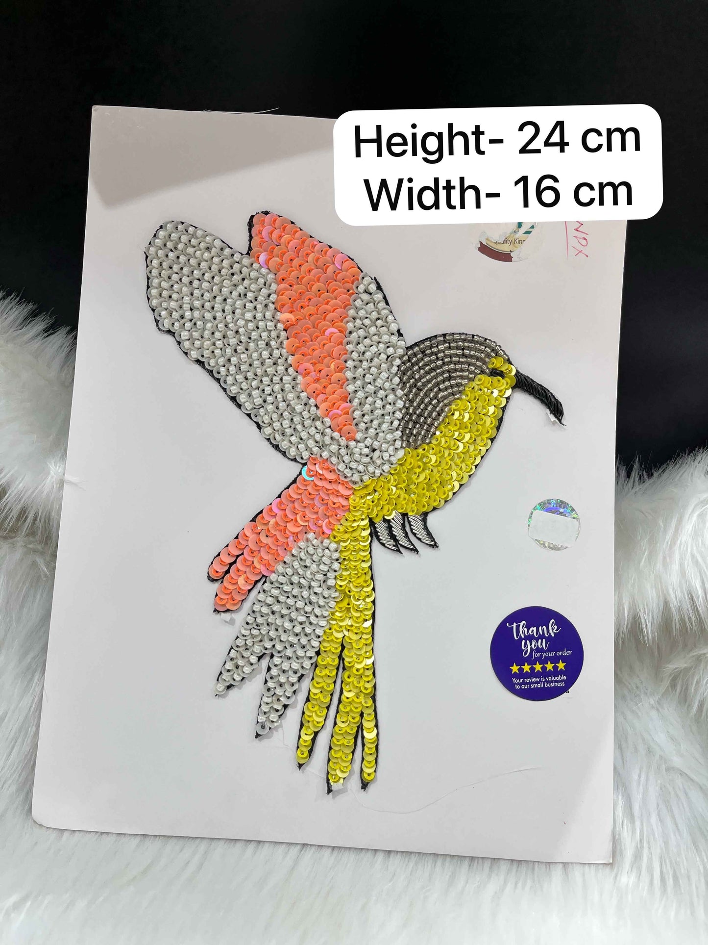Handcrafted Multicolor Bird Embroidered Patch for Dresses | Sequin Applique for Blouses, Jackets & Crafting