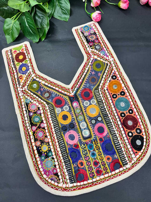 Handcrafted Kutchi Work Neck Patch for Kurtis, Tops & Dresses – Navratri Neck Patch Design | Design 5