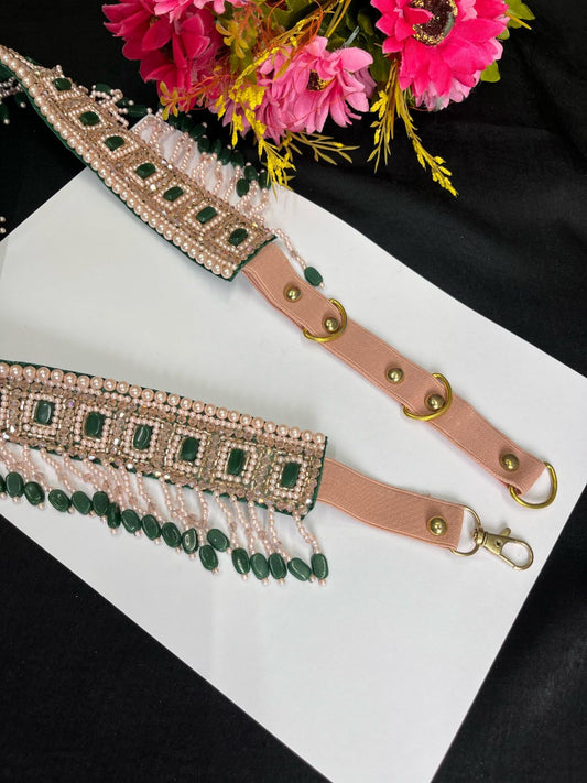Pearl Beaded Crystal Handcrafted Waist Belt – Festive & Ethnic Style Accessory