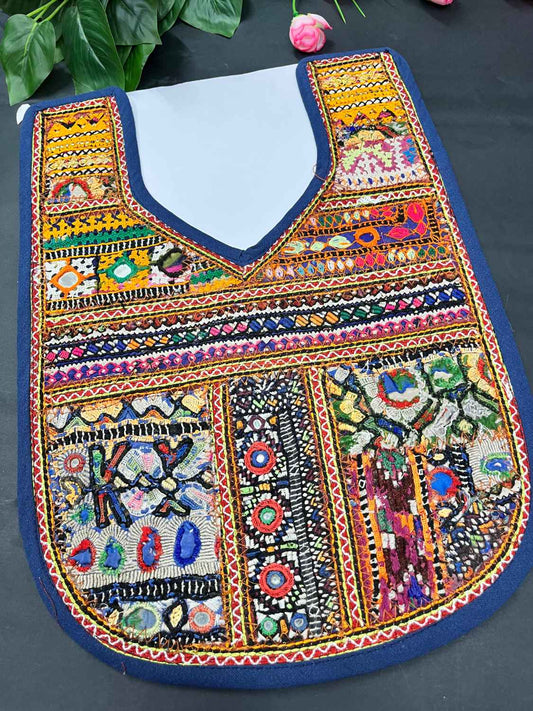 Handcrafted Kutchi Work Neck Patch for Kurtis & Navratri Dresses – Ethnic Neckline Applique | Design 5