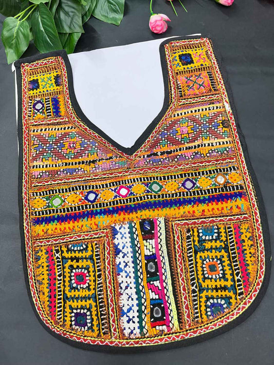 Handcrafted Kutchi Work Neck Patch for Kurtis & Navratri Dresses – Ethnic Neckline Applique | Design 6