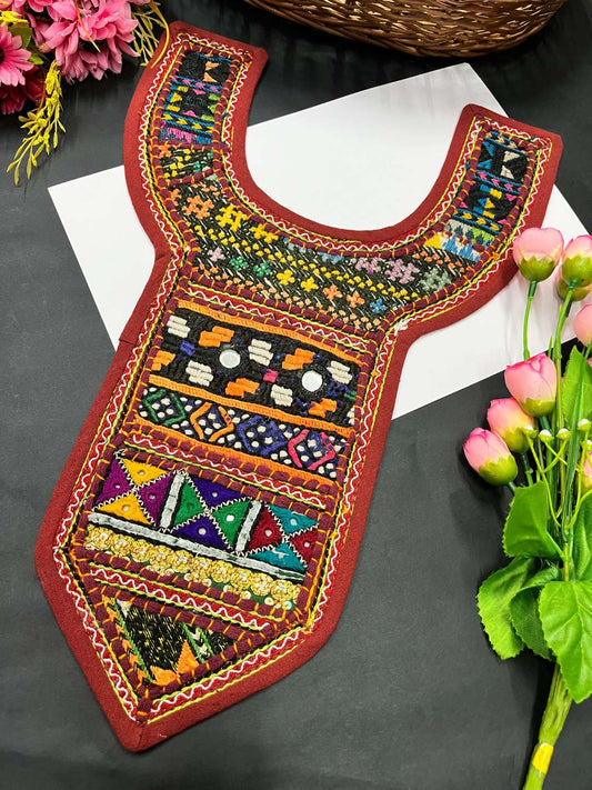 Handcrafted Kutchi Work Neck Patch – Traditional Embroidered Design | Multi