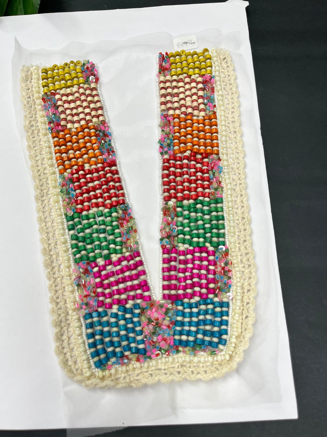 Beautiful Multicoloured Bead Work Neck Patch for Kurtis, Dresses & Navratri Outfits – Handcrafted Applique Design | Design 6