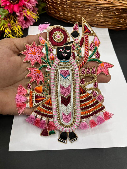 Handcrafted Shreenathji Embroidered Patch – Premium Devotional Designer Accent