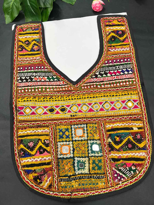 Handcrafted Kutchi Work Neck Patch for Kurtis & Navratri Dresses – Ethnic Neckline Applique | Design 7