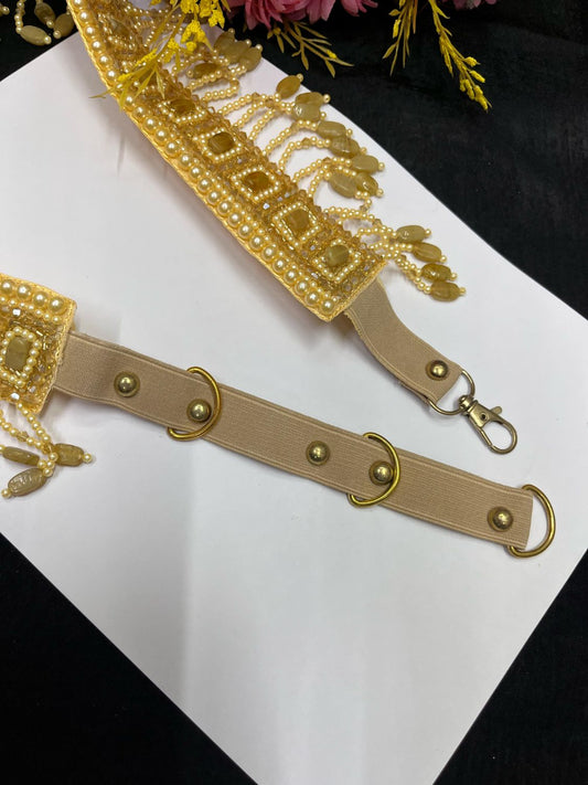 Pearl Beaded Crystal Handcrafted Waist Belt – Festive & Ethnic Style Accessory