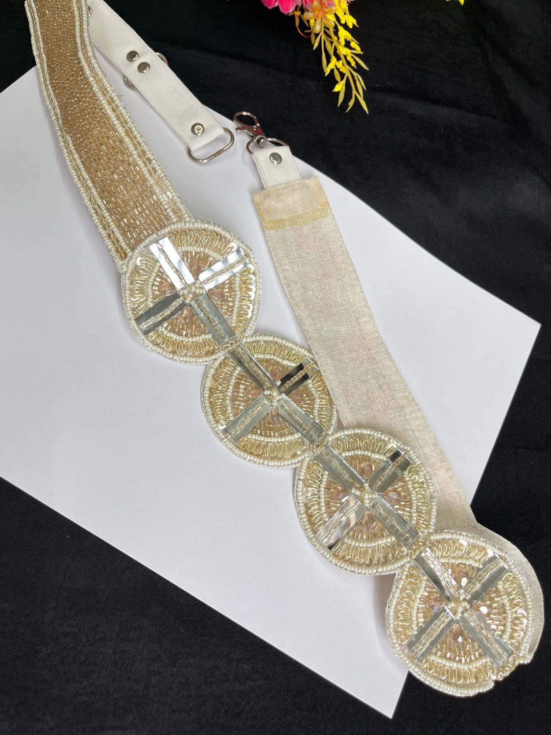 Beaded Handcrafted Waist Belt – Traditional Ethnic Mirror Style