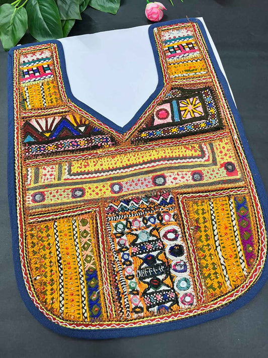 Handcrafted Kutchi Work Neck Patch for Kurtis & Navratri Dresses – Ethnic Neckline Applique | Design 9