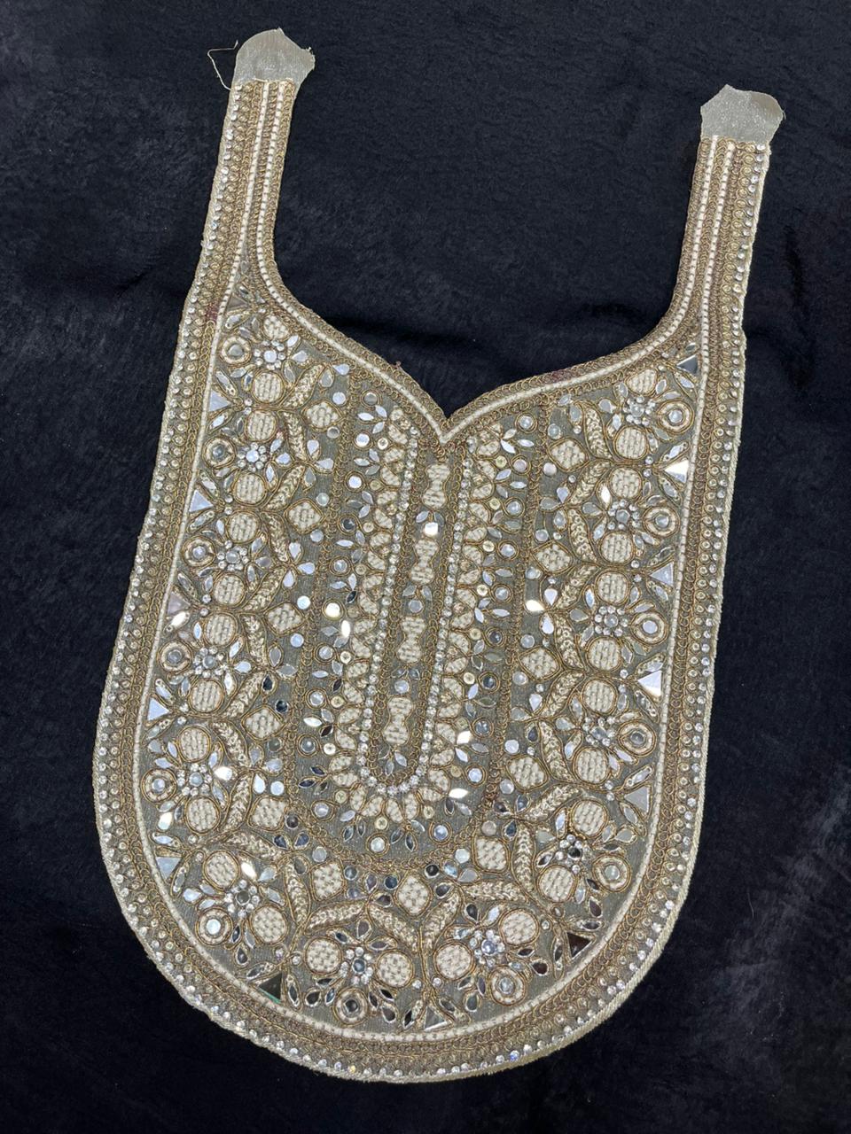 Embroidered Neck Patch for Kurti & Suits – Elegant Designer Decorative Neck Applique | Antique