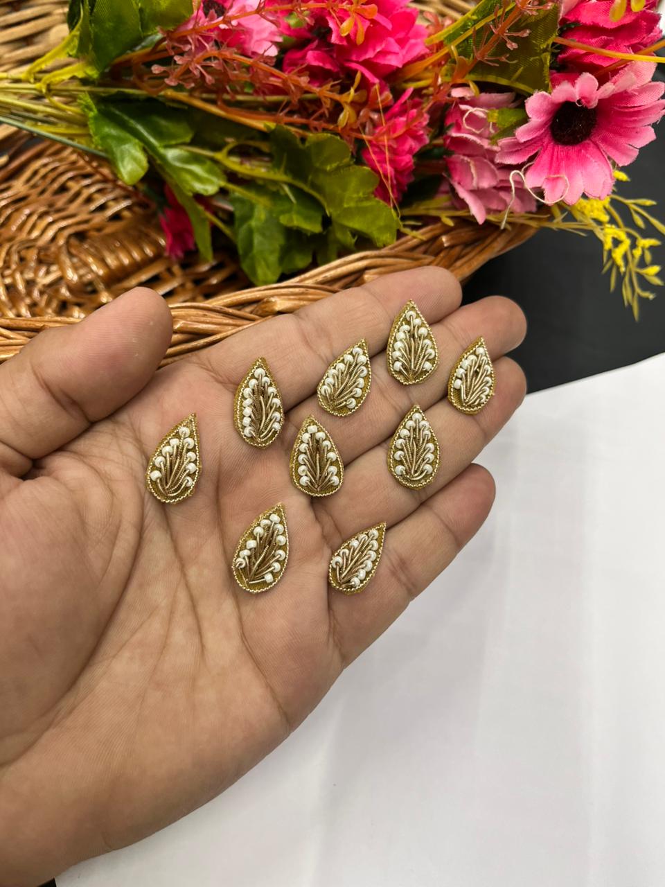 Handcrafted Zardozi Butti (Pack of 12) – Premium Traditional Designer Embellishments | Antique