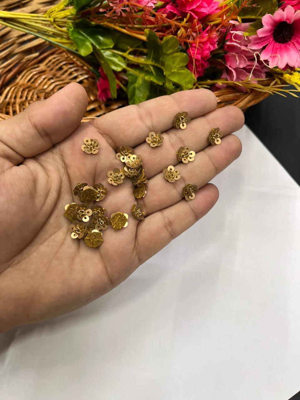 Handcrafted Sequins Small Butti (Pack of 12) – Premium Designer Embellishments | Antique