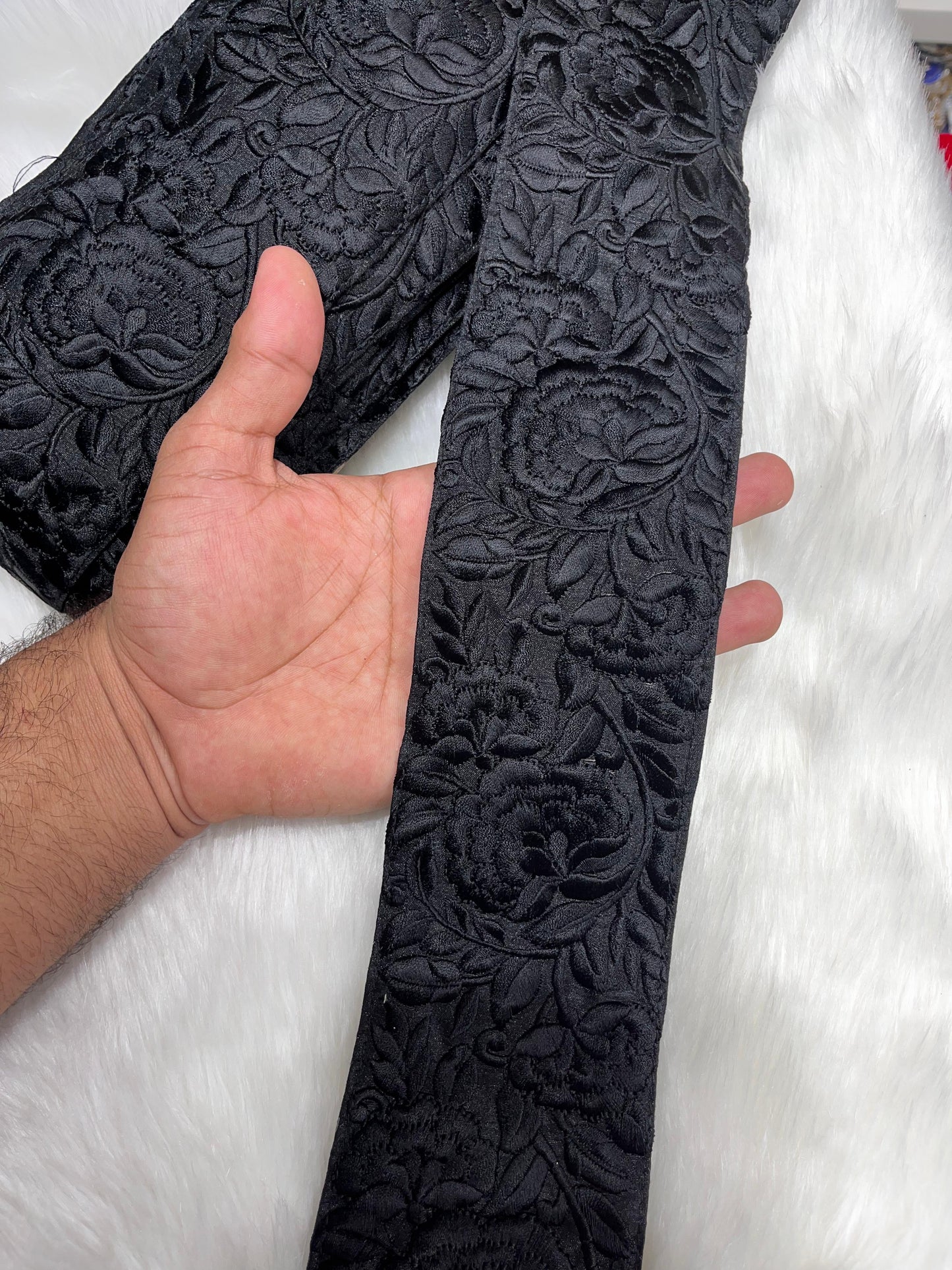 Beautiful Thread Work Parsi Lace Trim - Premium Quality | Black