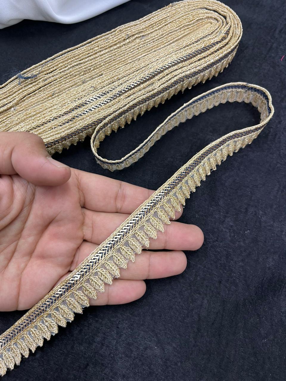 Beautiful Embroidery Zari Lace Borders for Sarees, Kurtis & Dresses – Decorative Ethnic Embroidered Lace Trim | Black