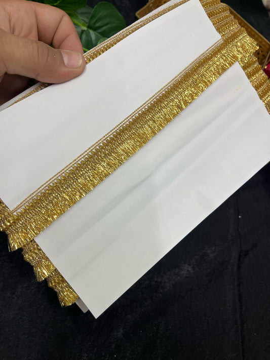 Gold Zari Fringe Lace Border – 9 Meters, 1-Inch Decorative Latkan Trim for Sarees, Lehengas & Dupattas | Bright Gold