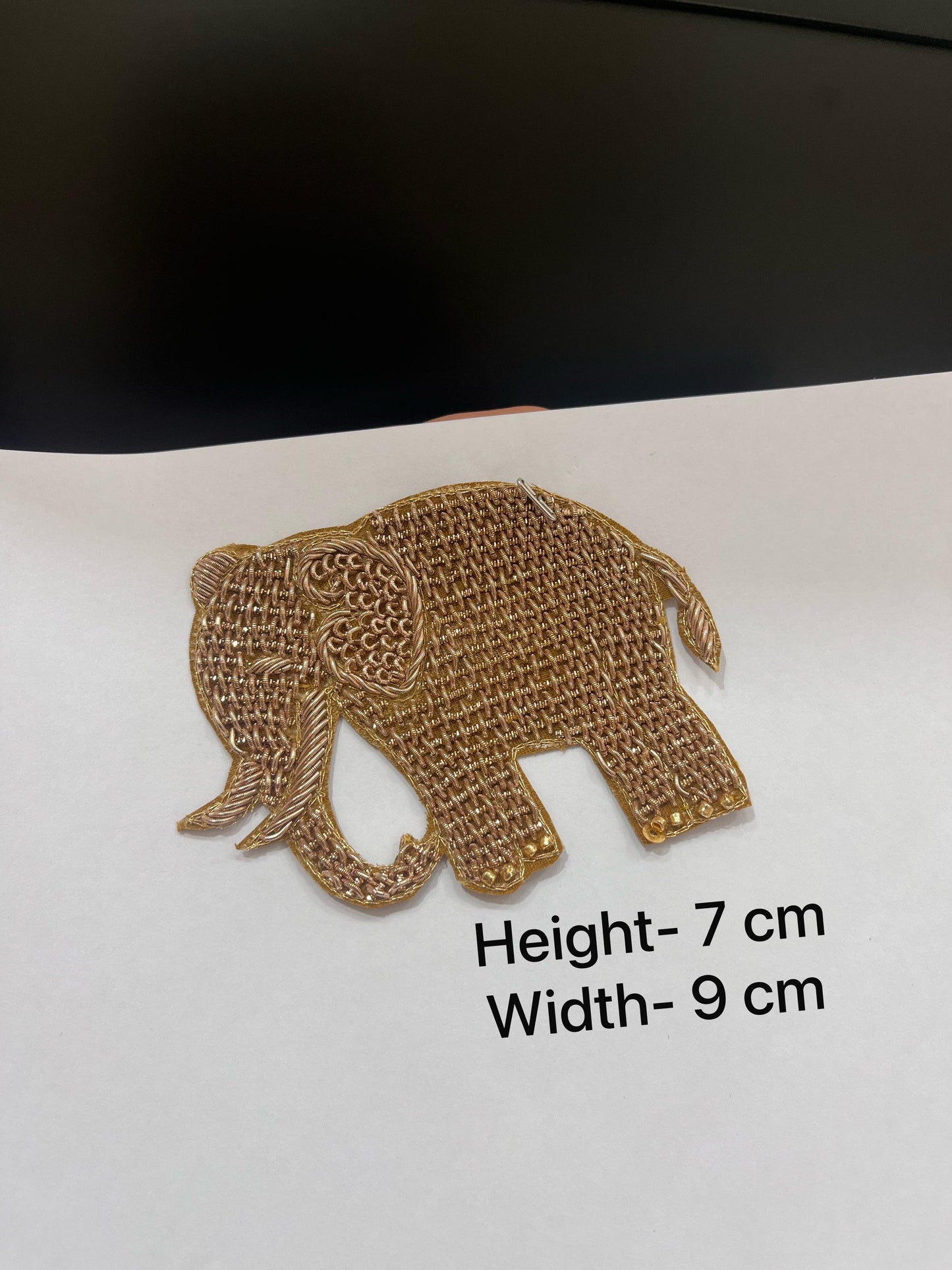 Right Side Facing Zardosi Elephant Patch – Handcrafted Embroidered Applique for Ethnic Wear & Décor