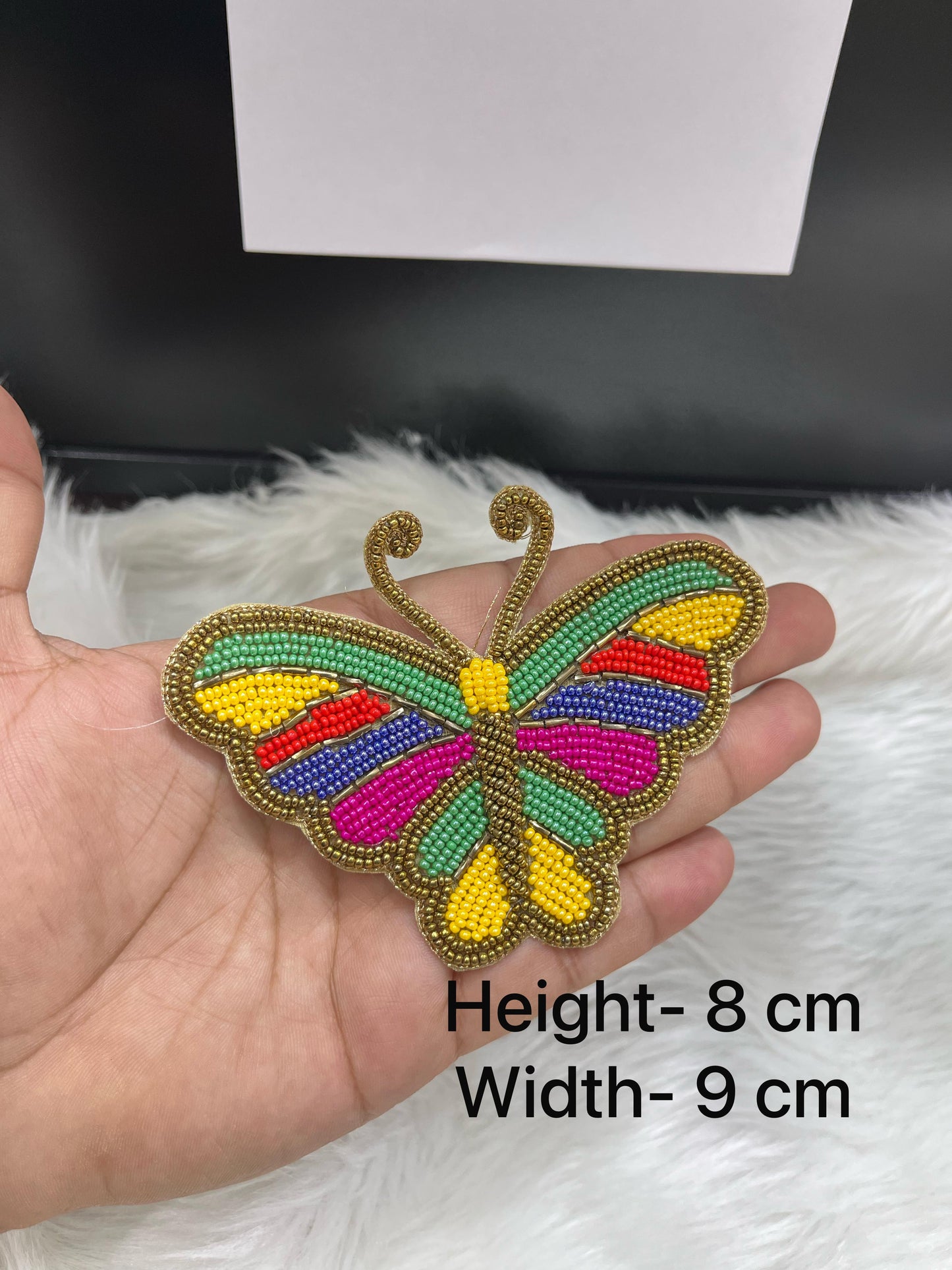 Handcrafted Multi Colour Butterfly Patch – Beaded Embroidery for Ethnic Wear, Kidswear & DIY Crafts