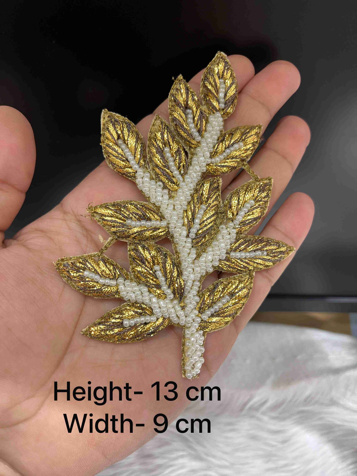 Handcrafted Antique Gota Patti & Pearl Leaf Patch – Decorative Applique for Blouse, Saree, Lehenga & Ethnic Wear