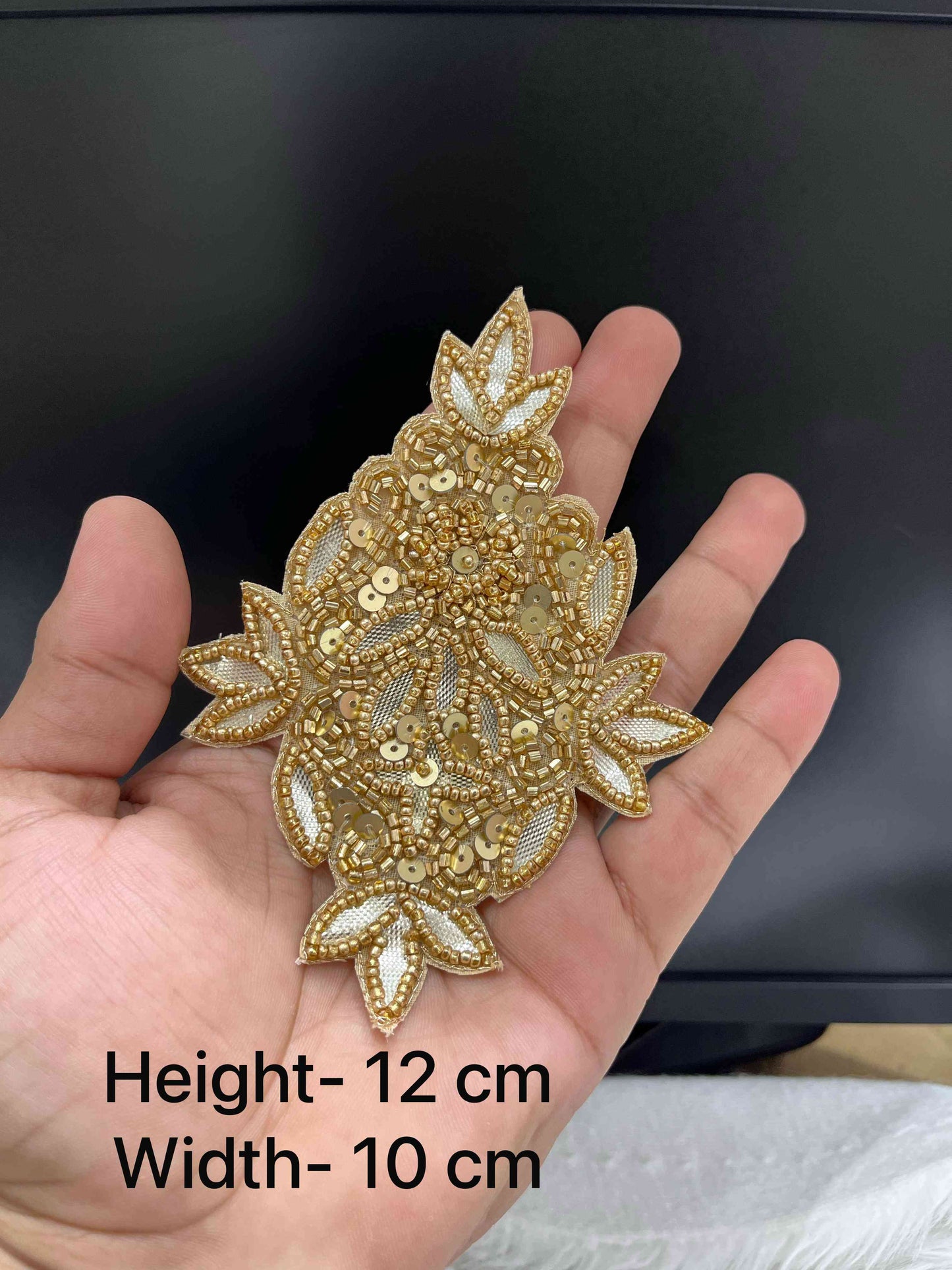 Handcrafted Gold Gota Work Patch with Moti – Traditional Embroidery Applique for Sarees, Blouses & Ethnic Outfits