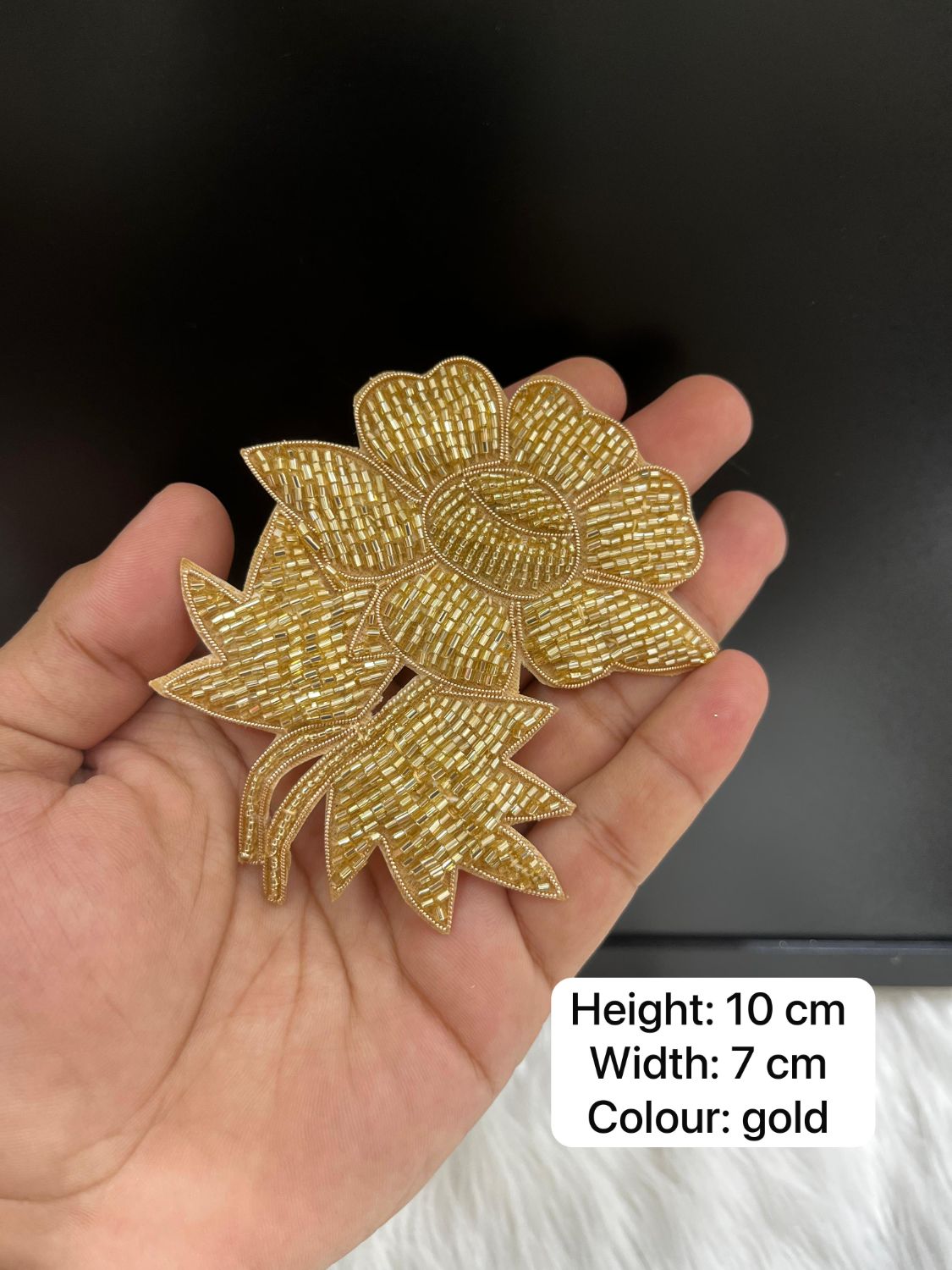 Cutdana Work Handcrafted Flower Patch – Premium Embroidered Patch for Sarees, Dupattas & Ethnic Outfits