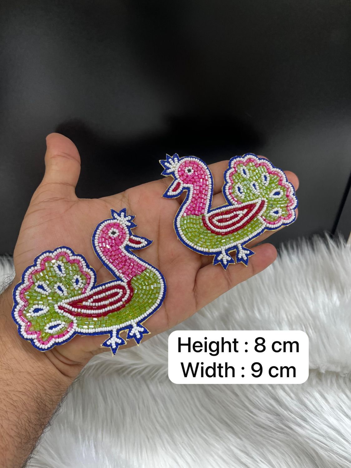 Beaded Handmade Peacock Designer Patch | Decorative Embroidered Patches | Applique for Sarees, Lehengas & Ethnic Wear