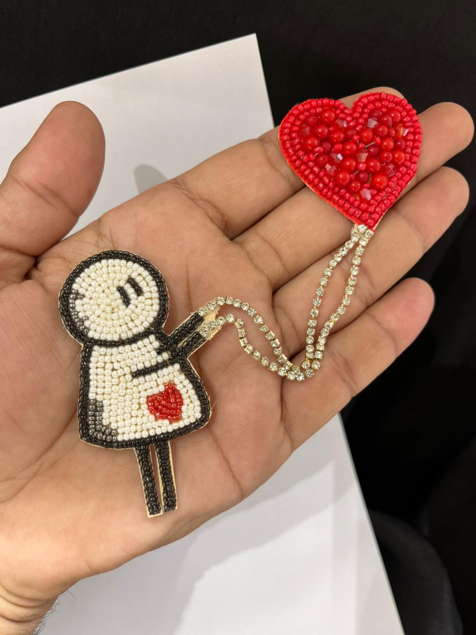 Beautiful Handcrafted Heart Shape Patch – Premium Bead & Thread Embroidered Motif for Sarees, Blouses, Bags, Jackets & DIY Crafts