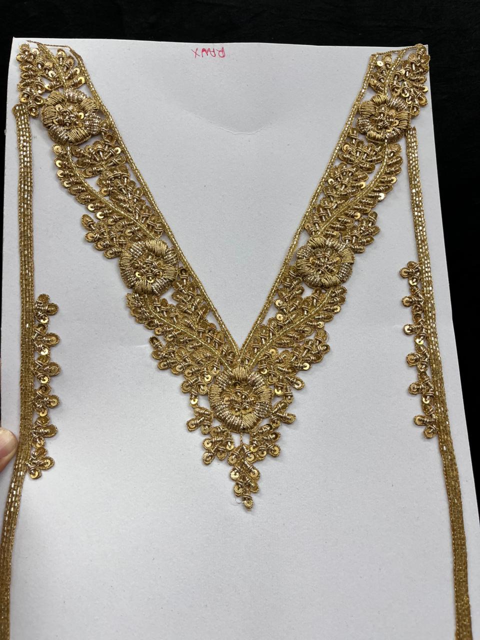 Designer Dabka Work Neck Patches – Premium Ethnic Neck Patch for Kurti, Suits & Bridal Wear