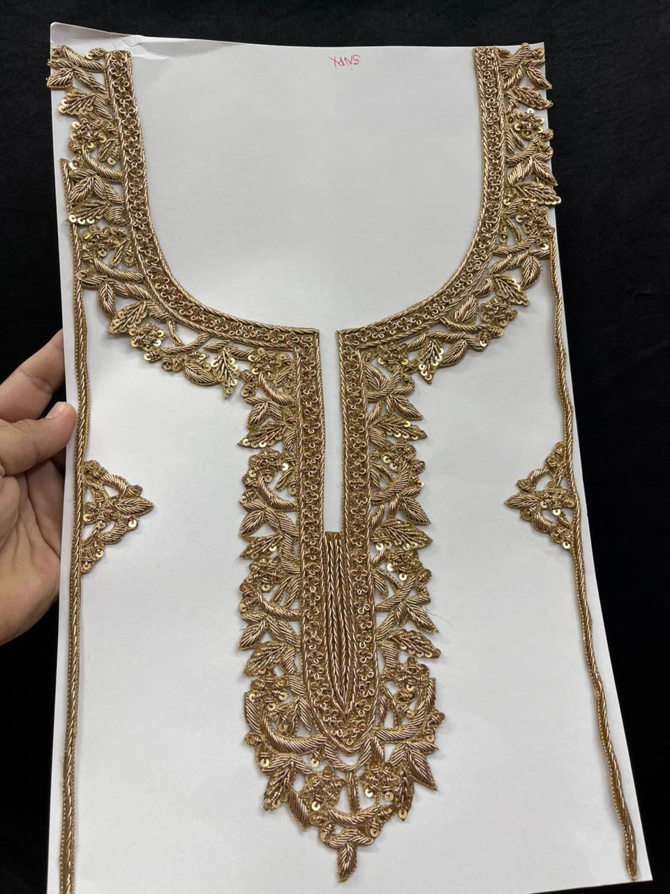 Designer Dabka Work Neck Patches – Premium Ethnic Neck Patch for Kurti, Suits & Bridal Wear