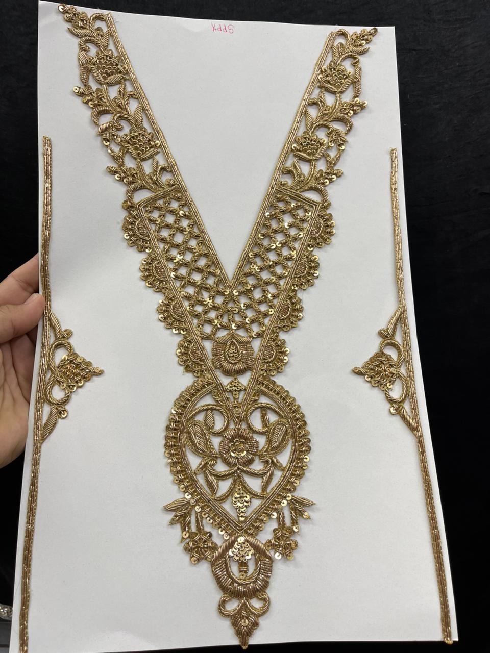 Designer Dabka Work Neck Patches – Premium Ethnic Neck Patch for Kurti, Suits & Bridal Wear