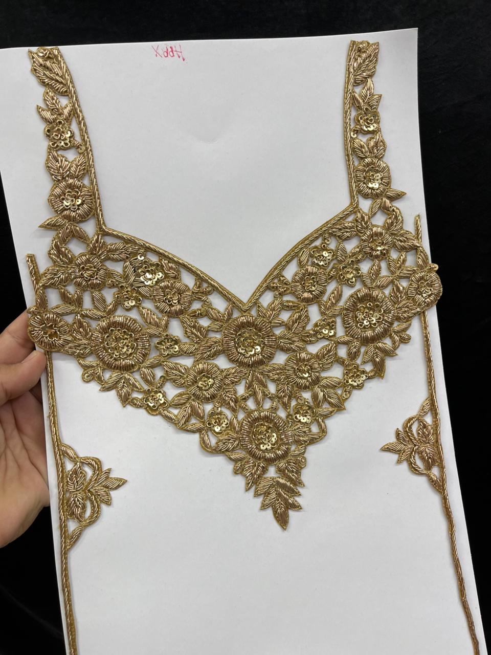 Designer Dabka Work Neck Patches – Premium Ethnic Neck Patch for Kurti, Suits & Bridal Wear