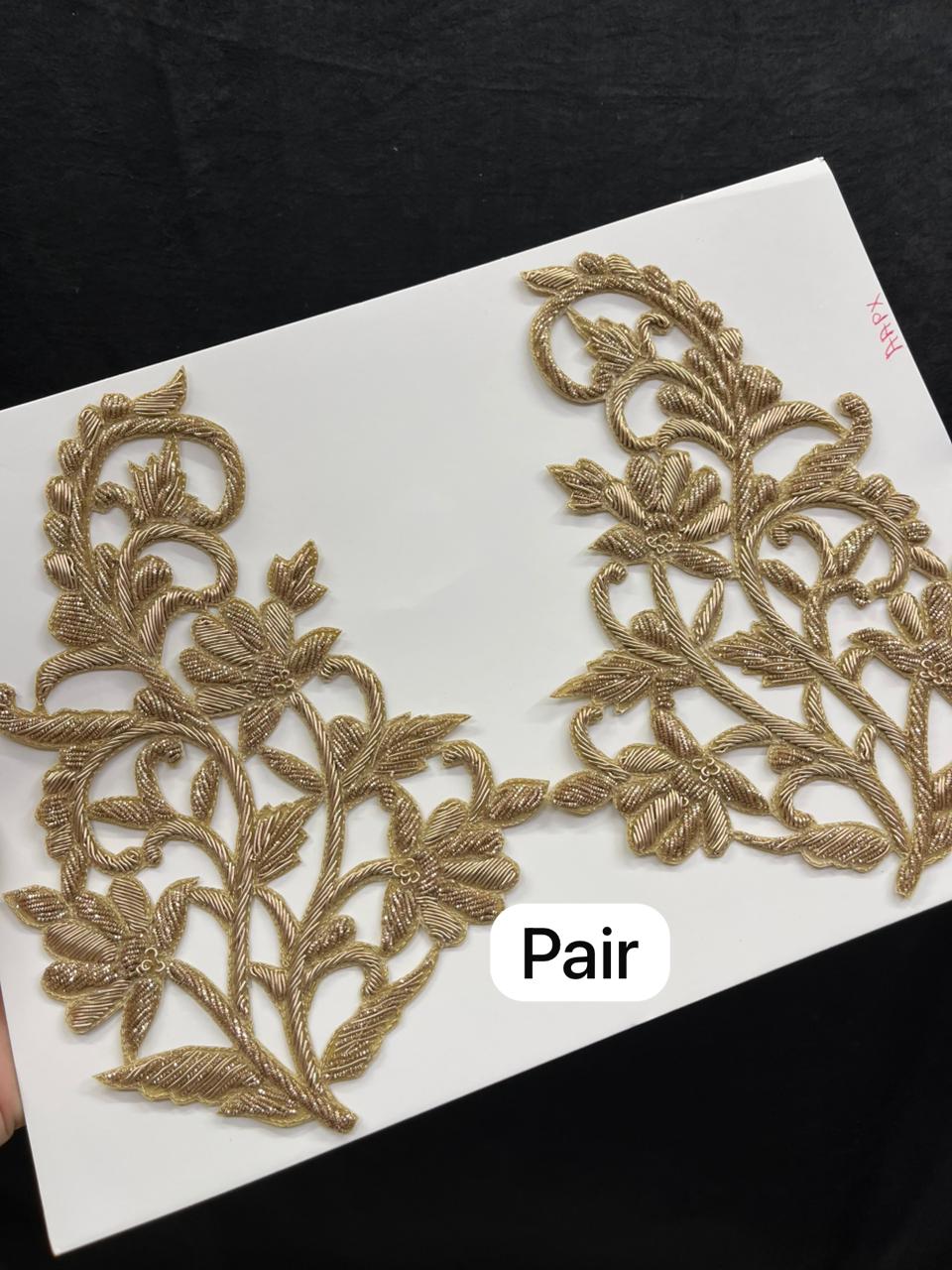 Designer Zardozi Patches for Lehenga (Pair) – Premium Ethnic Zardozi Patch Set for Bridal & Festive Wear