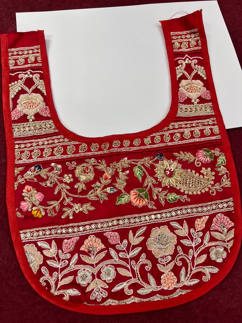 Beautiful Handcrafted Zardosi Work Neck Patch – Premium Designer Embellished Neck Applique for Blouses, Kurtis & Ethnic Wear | Design 15